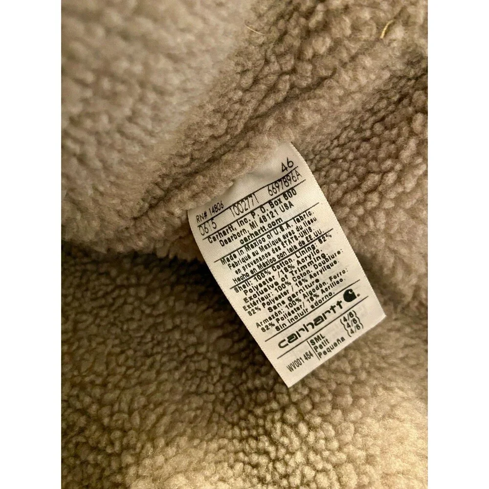 VTG Carhartt Vest WV001 454 Coastline Green Small Sherpa Lined Full Zip Blue - Picture 5 of 6